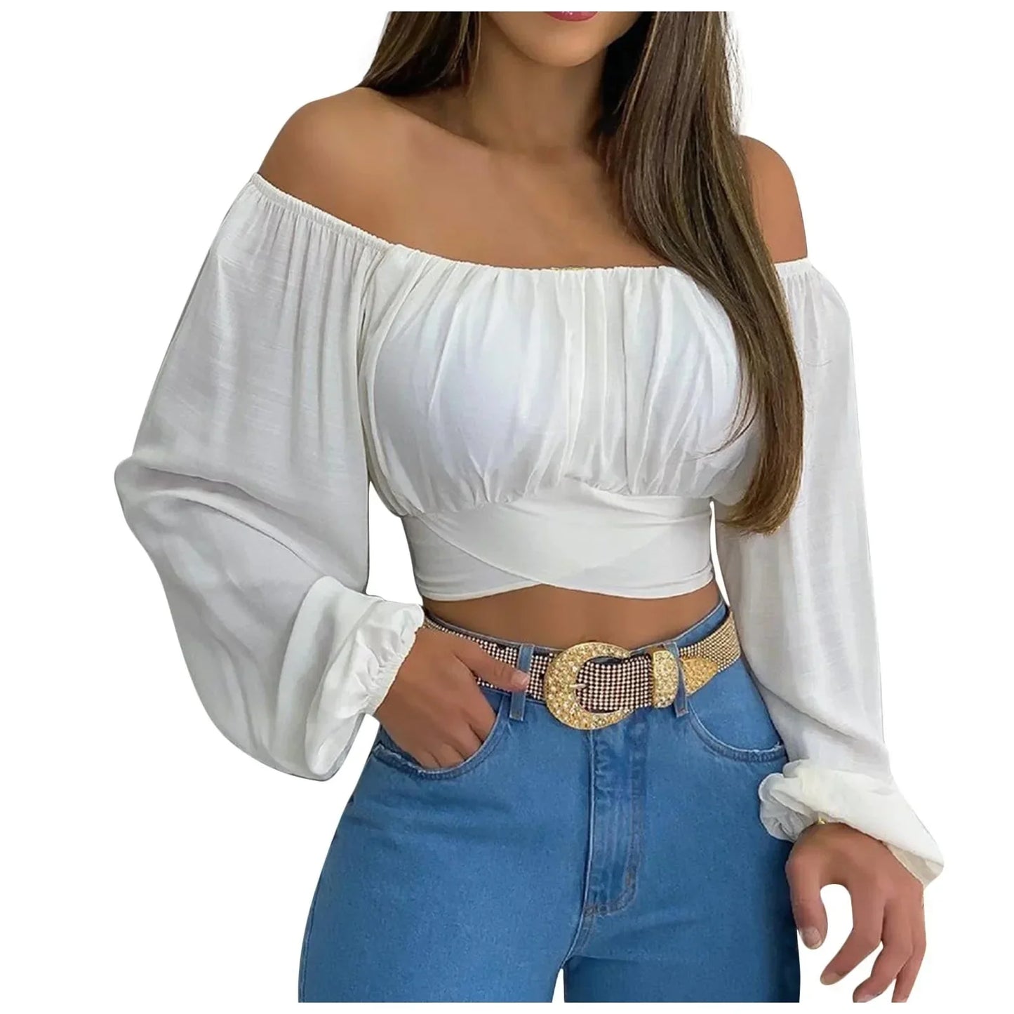 Fudus | Crop Modedesigner Laterne Langarm Tops