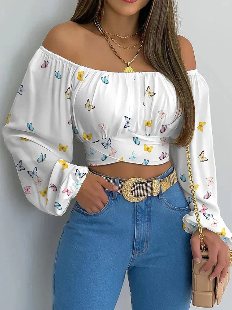 Fudus | Crop Modedesigner Laterne Langarm Tops