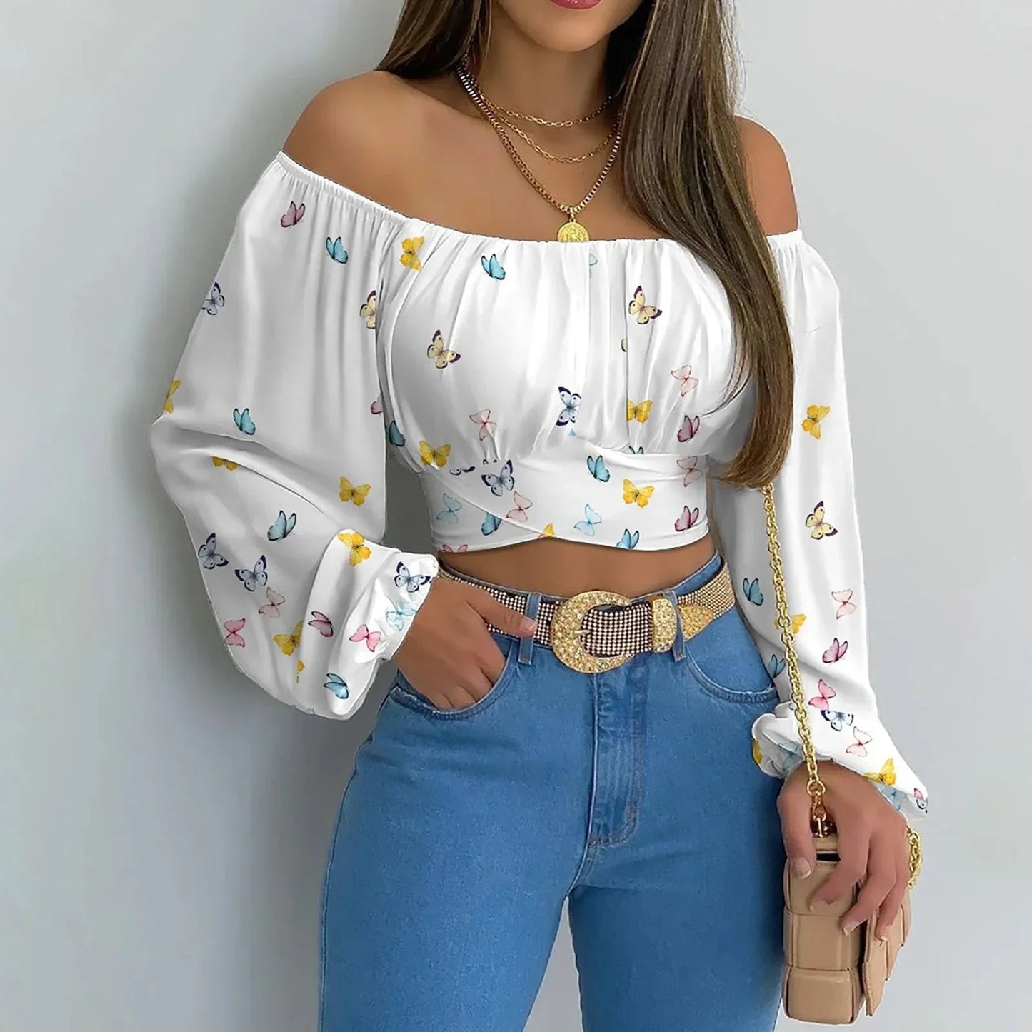 Fudus | Crop Modedesigner Laterne Langarm Tops