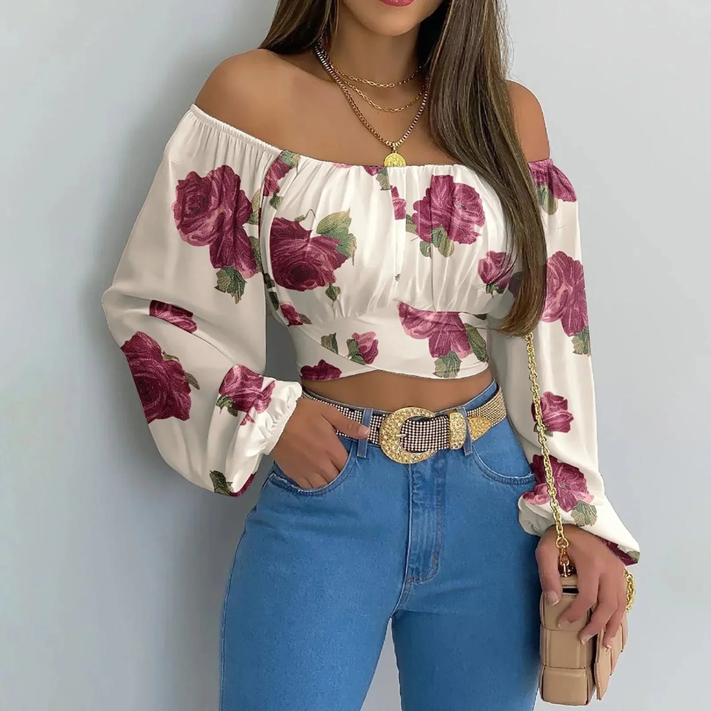 Fudus | Crop Modedesigner Laterne Langarm Tops