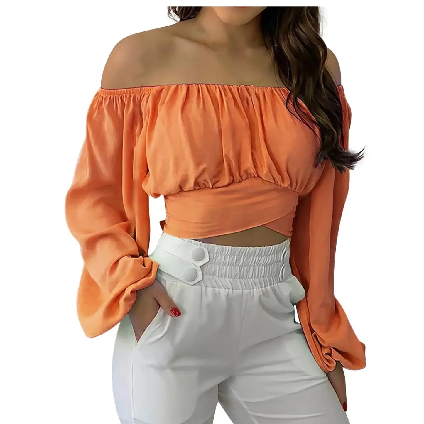 Fudus | Crop Modedesigner Laterne Langarm Tops