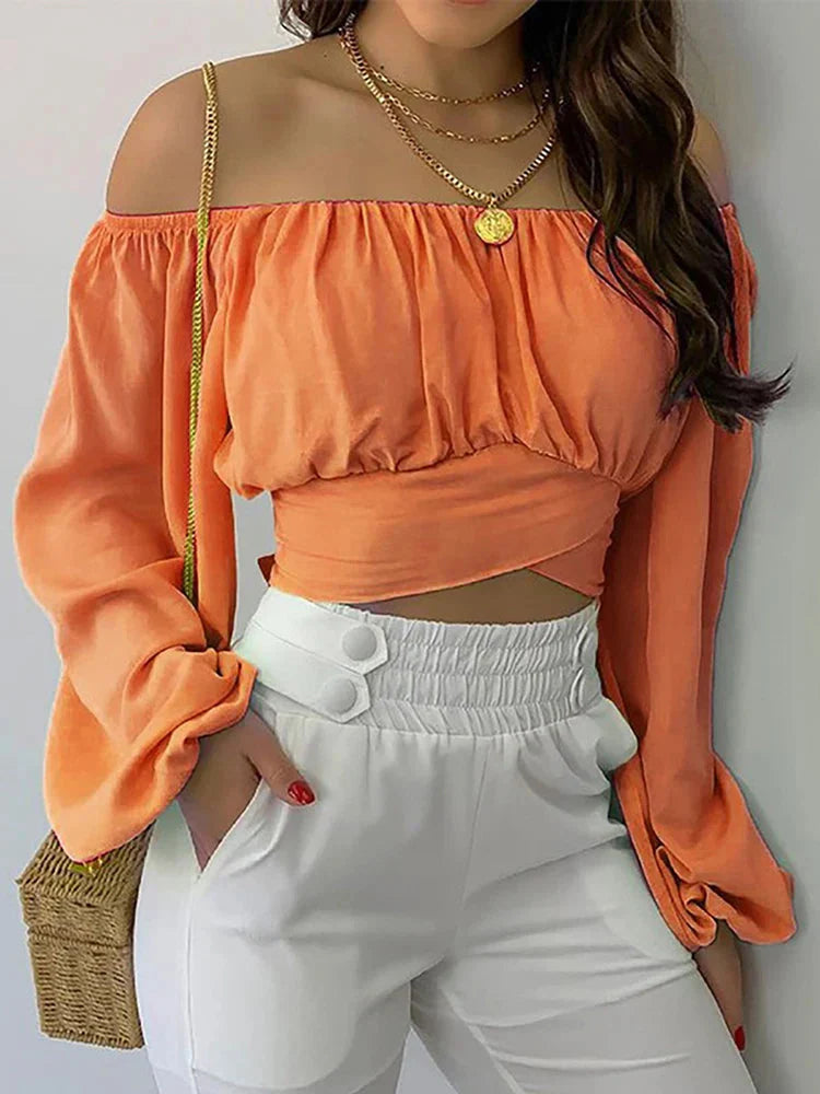 Fudus | Crop Modedesigner Laterne Langarm Tops