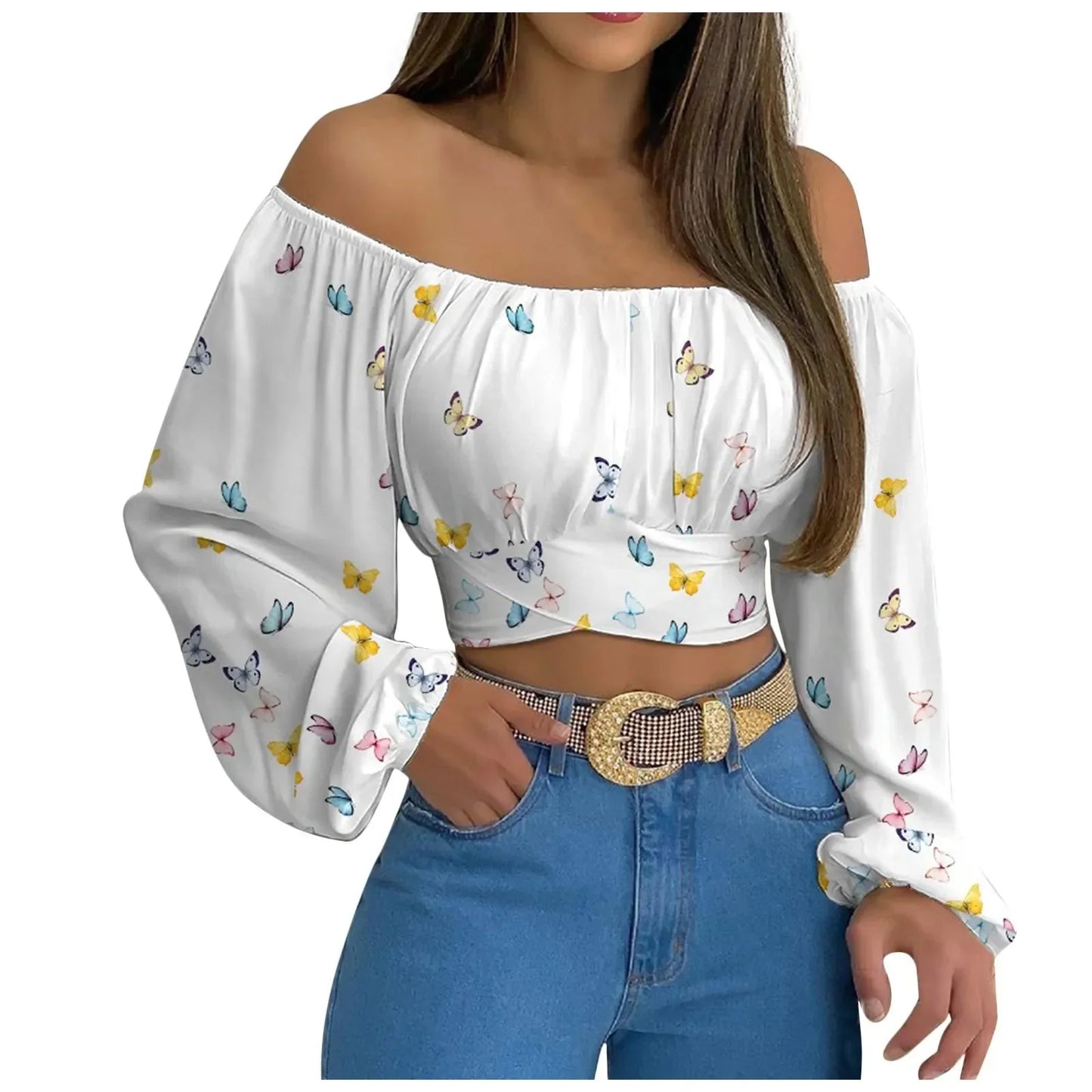 Fudus | Crop Modedesigner Laterne Langarm Tops