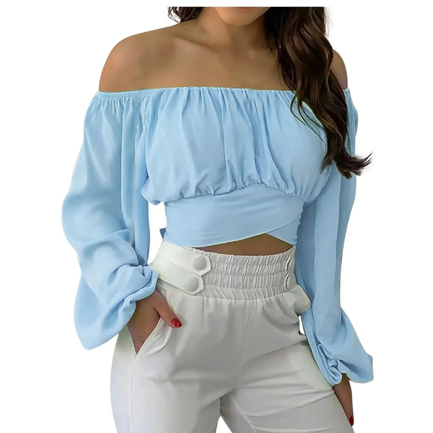 Fudus | Crop Modedesigner Laterne Langarm Tops