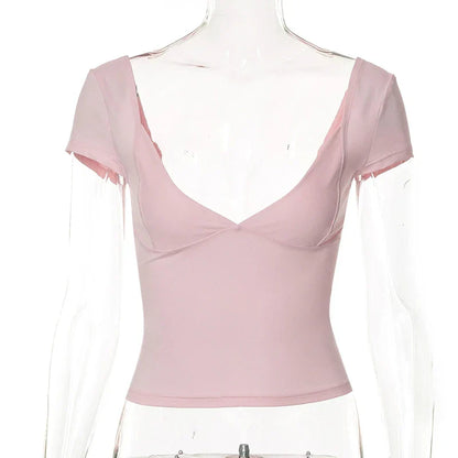 Fudus | Crop Tops Mode V-ausschnitt Designer T-shirts