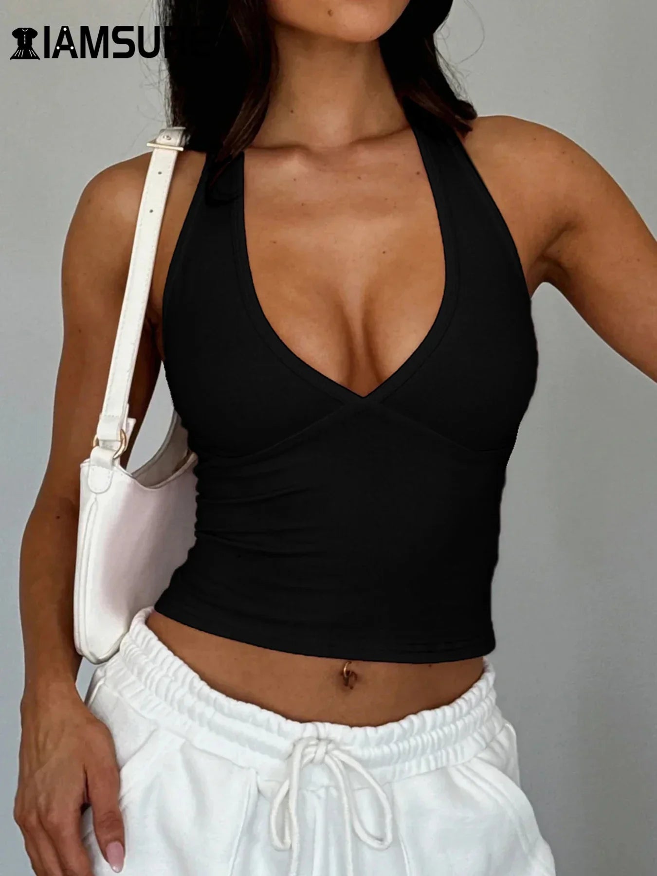 Fudus | Deep V Tops Halter Mode Designer Tanktops