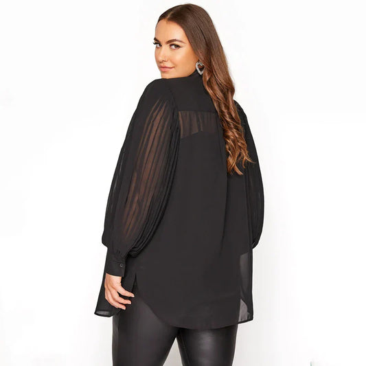 Fudus | Modedesigner Chiffon L-8xl Laternen Langarmtops