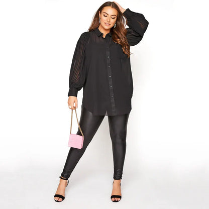 Fudus | Modedesigner Chiffon L-8xl Laternen Langarmtops