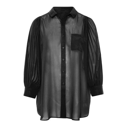 Fudus | Modedesigner Chiffon L-8xl Laternen Langarmtops