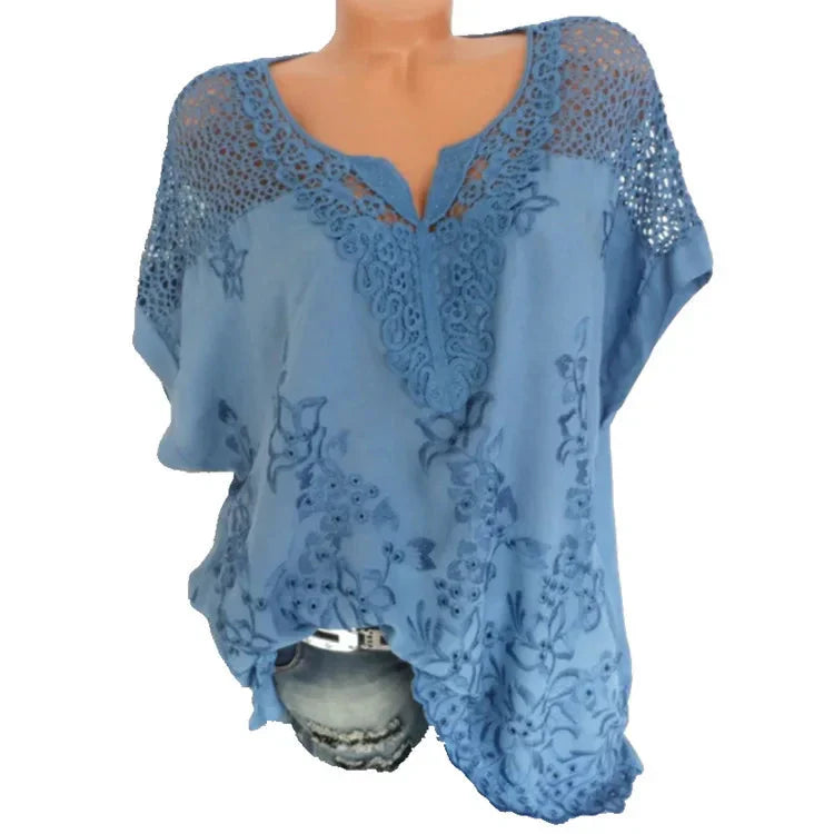 Fudus | Blumen Transparent 6xl Bluse Mode Designer T-shirts