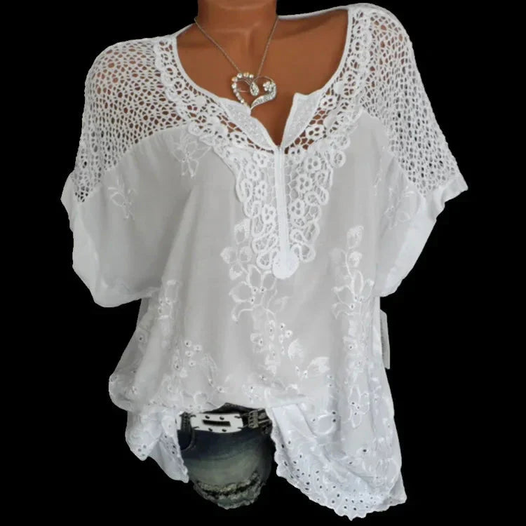 Fudus | Blumen Transparent 6xl Bluse Mode Designer T-shirts