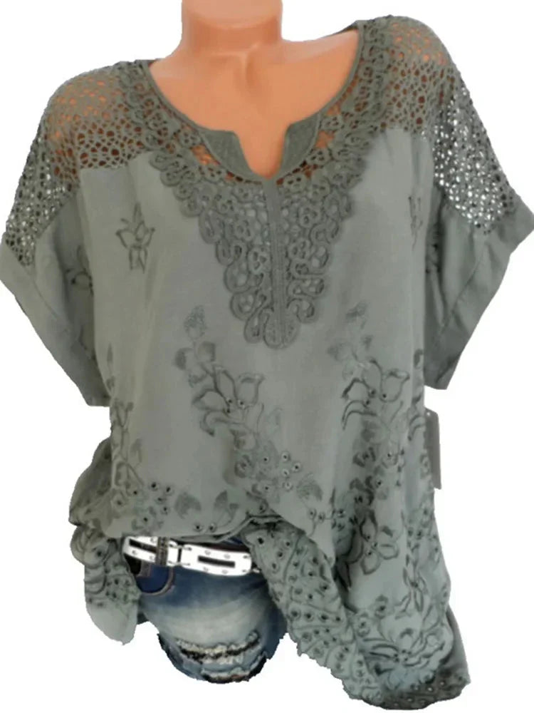 Fudus | Blumen Transparent 6xl Bluse Mode Designer T-shirts