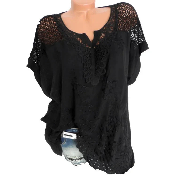 Fudus | Blumen Transparent 6xl Bluse Mode Designer T-shirts