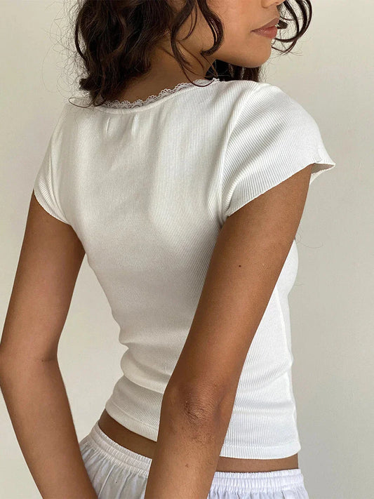 Fudus | Spitze Kroquette Bluse Tops Mode Designer T-shirts