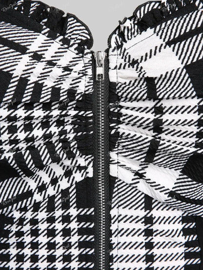 Fudus | Karo Rüschen Mode Designer Schnürtops