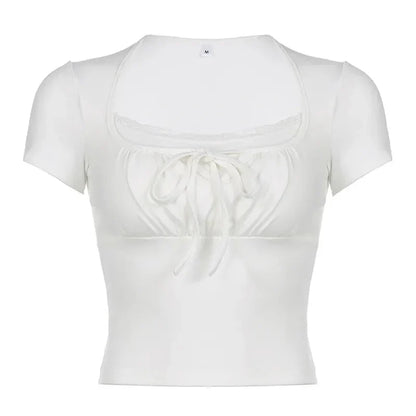Fudus | Rüschenspitze Trim Korsatttops Mode-designer T-shirts