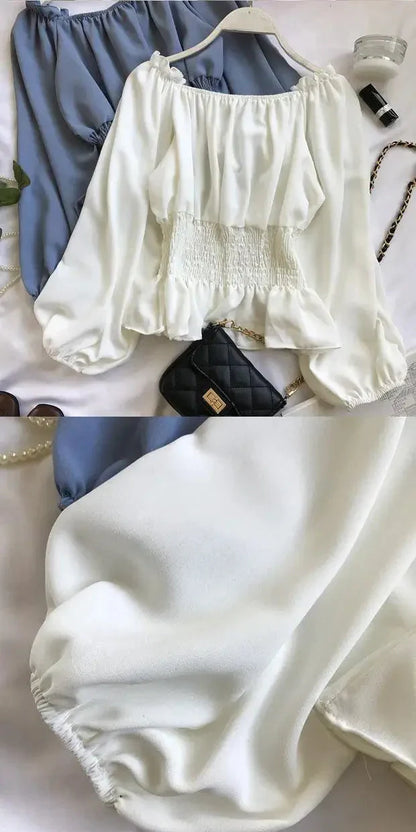 Fudus | Rüsche Trim Modedesigner Puffärmel Langarmoberteile