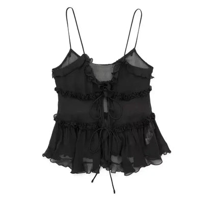 Fudus | Rüschbogen Gebunden Crop Tops Modedesigner Tops