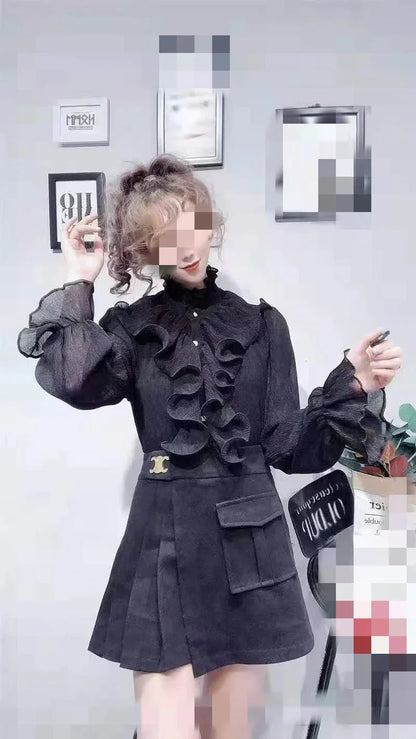 Fudus | Rüsche Puff Ärmel Mode Designer Langarm Tops