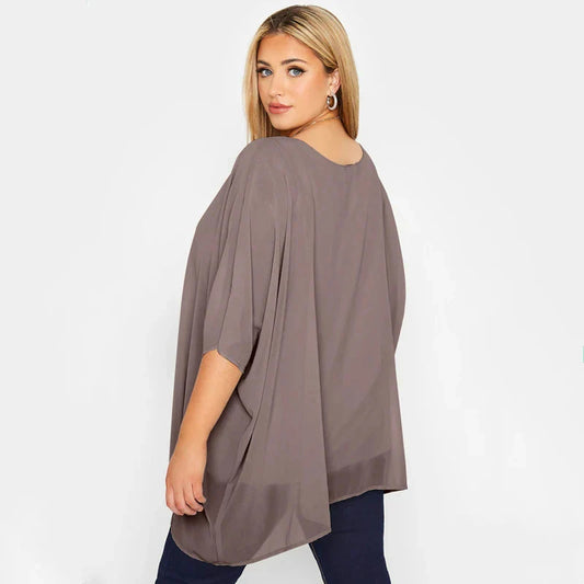 Fudus | Tops Chiffon Fledermausweit Locker Designer L-8xl Mode T-shirts
