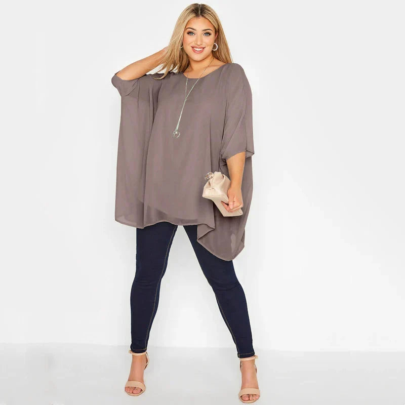 Fudus | Tops Chiffon Fledermausweit Locker Designer L-8xl Mode T-shirts